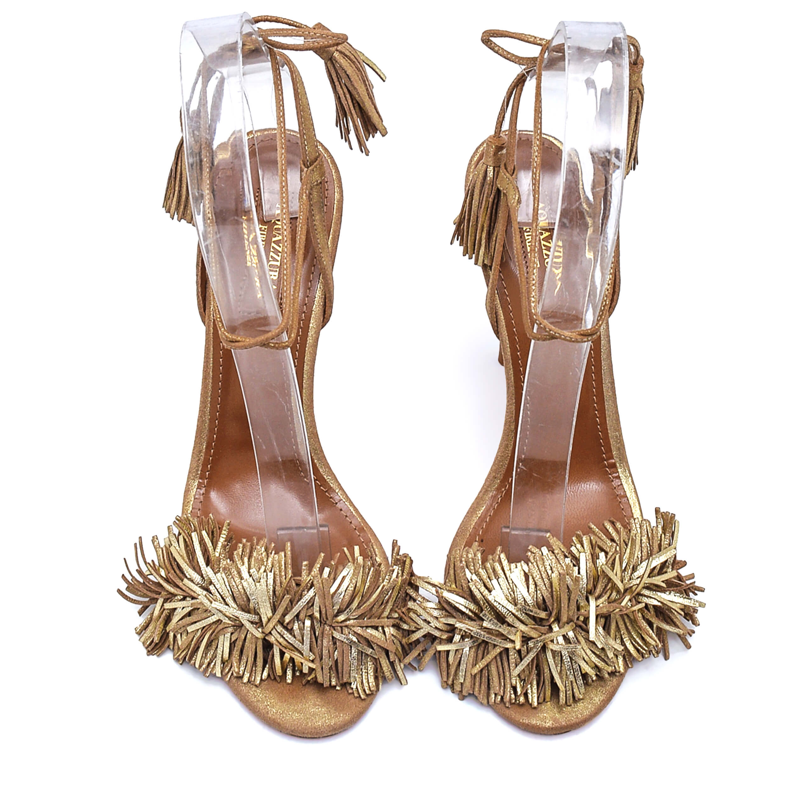 Aquazzura - Gold Fringee Tassel Pump Sandals 39